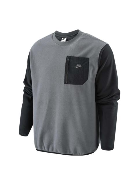 Nike pocket zipper splicing warm cotton-padded Hoodie 'Black' FD2376-068