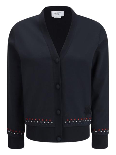 snowflake-stitched V-neck cardigan