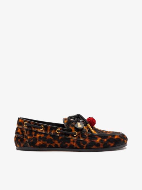 Cyprus Boat Shoe In Leopard Print Calf Hair