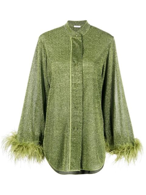 feather-trim blouse