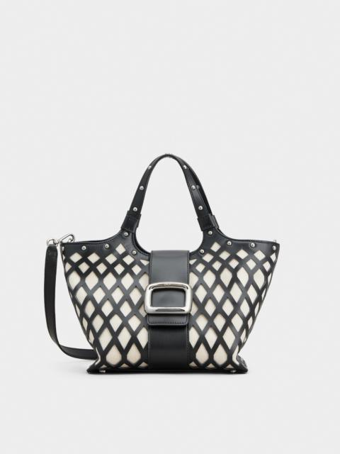 Viv' Choc Mini Shopping Bag in leather and fabric