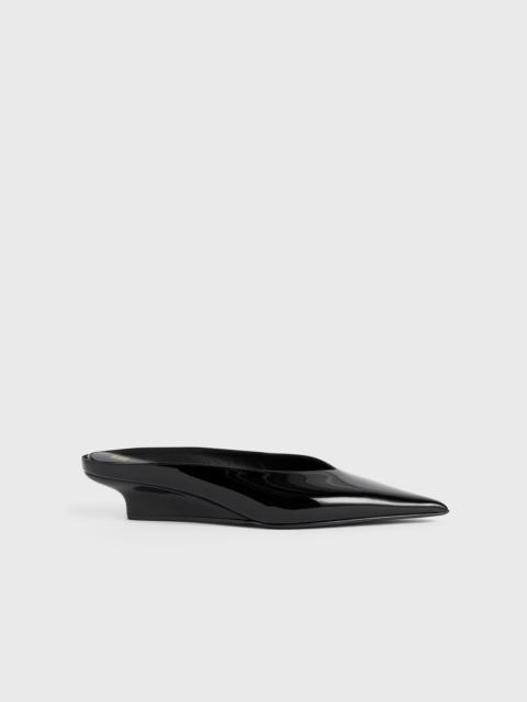 Sharp patent-leather wedge mules black