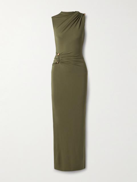 Izola Embellished Gathered Stretch-jersey Gown