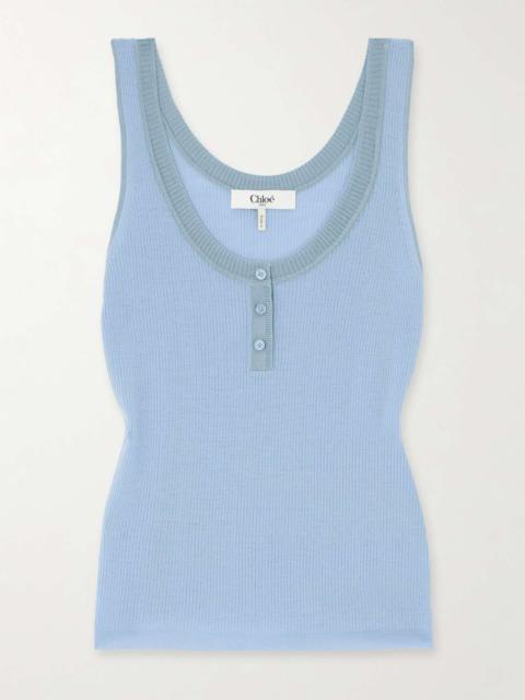 Ribbed wool tank Light blue