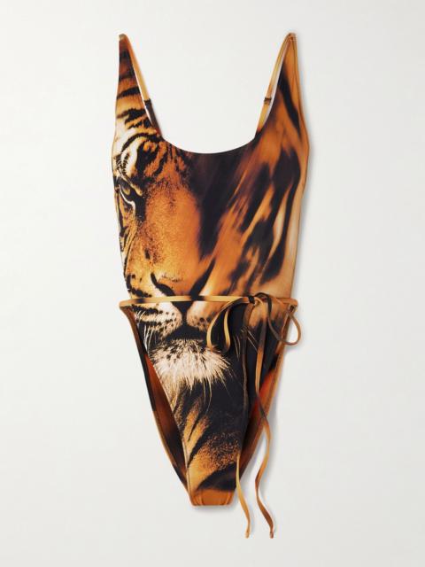 + Roberto Cavalli Signature Swim Tie Waist One Piece - Tiger Face Multi