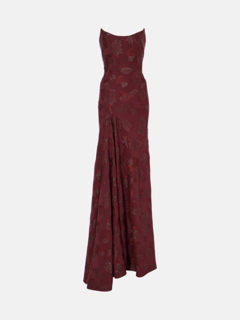 Floral metallic corset gown