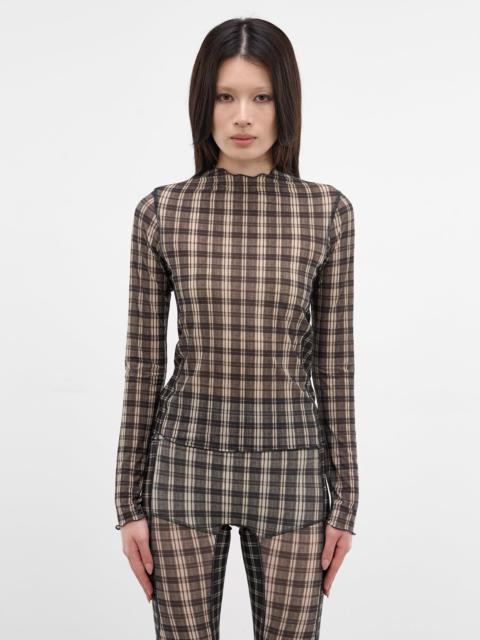 Black Halcyon Mesh Check Top