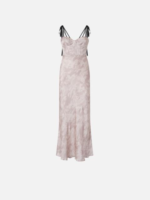 REIMAGINE BY PINKO X PATRICK MCDOWELL LONG SATIN DRESS WITH HORSE PRINT