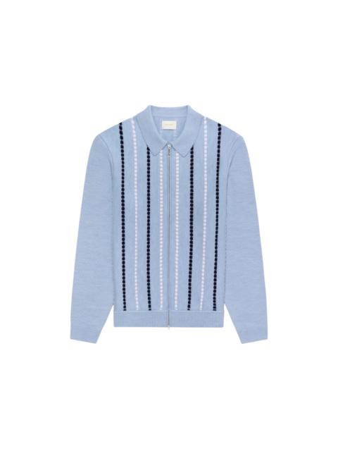Aime Leon Dore Jacquard Stripe Polo Cardigan Blue