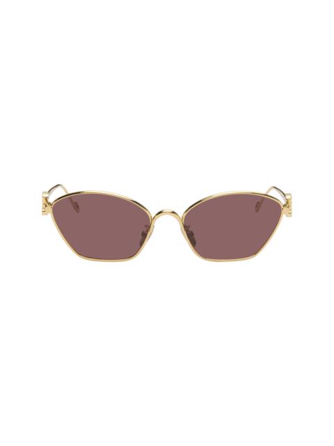 Gold Anagram Hexagonal Sunglasses