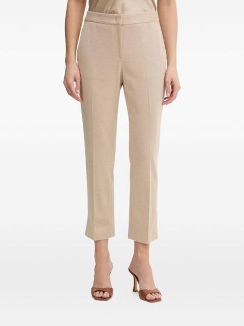 beige cropped trousers