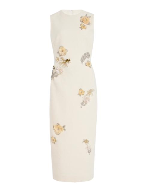 Embellished Tweed Cocktail Dress ivory