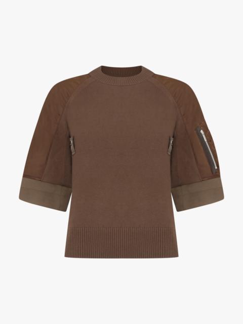 S/S CONTRAST SLEEVE TOP | BROWN