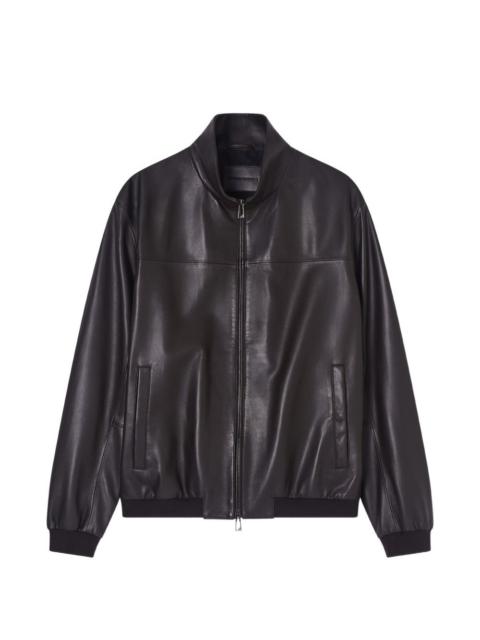 zip-up leather jacket