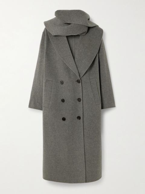 Double-breasted wool and cashmere-blend coat Charcoal