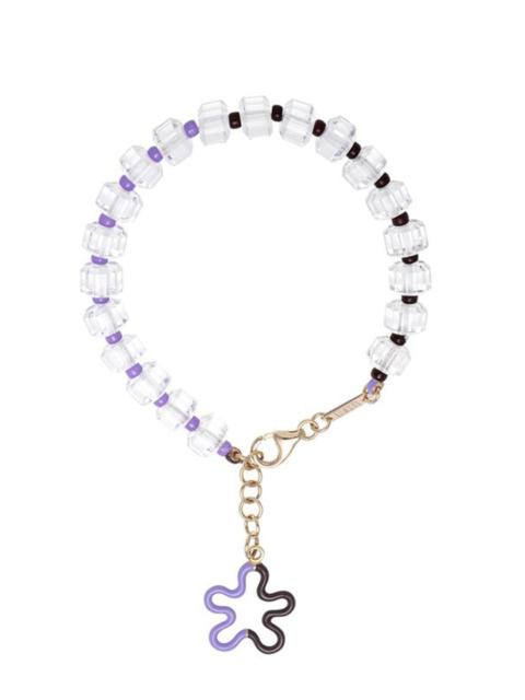 Lavender and Chocolate B Beaded Floral Bracelet