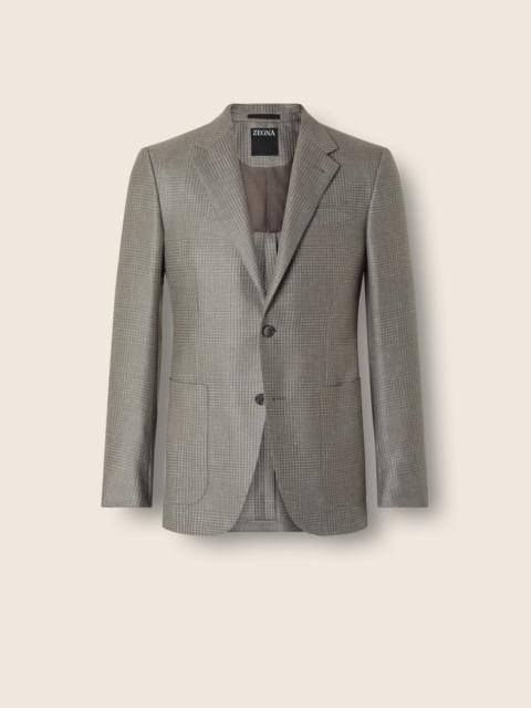 GREY AND WHITE LINEN CASHMERE AND SILK JACKET