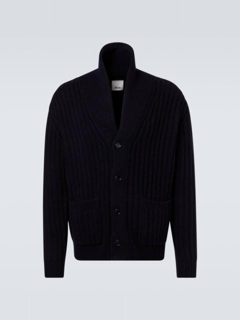 Ribbed-knit wool and cashmere cardigan