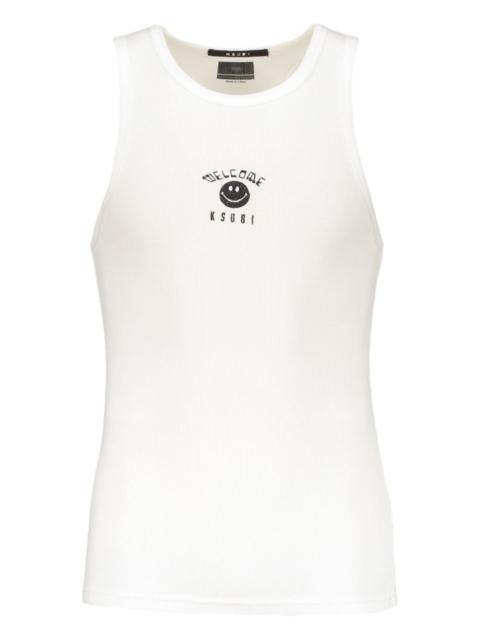 ribbed smiley-face tank top