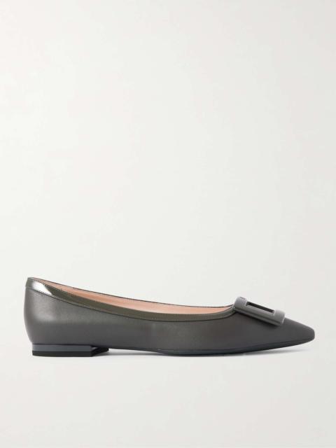 Gommettine buckled leather ballet flats Dark gray