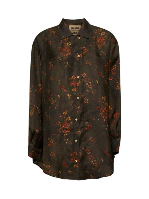 Brown twill Tyesha printed shirt