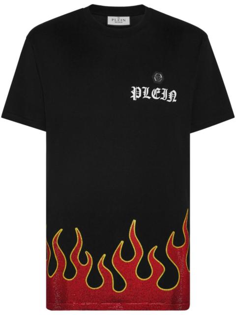 Flame-print cotton T-shirt