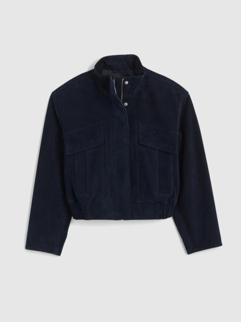 Funnel-Neck Utility Jacket in Suede