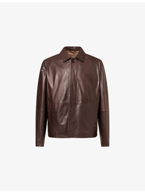 Relaxed-Fit Collared Leather Jacket