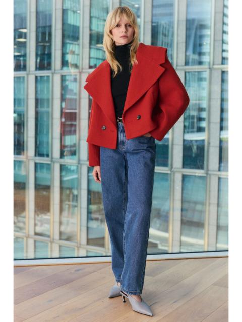 Rigid Denim Mid Rise Straight Leg Jean