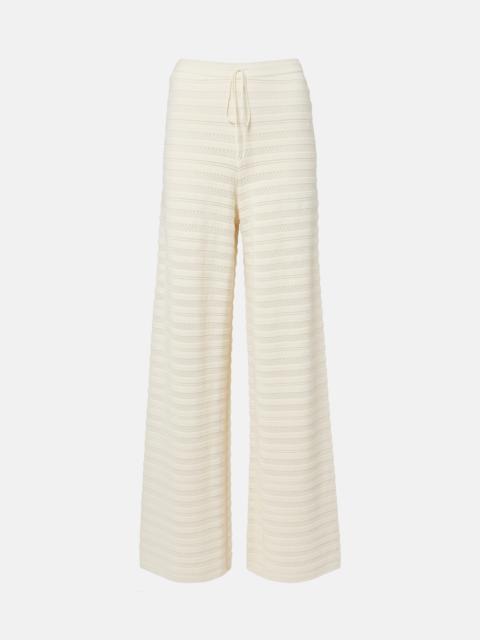 Tanya pointelle cotton-blend wide-leg pants