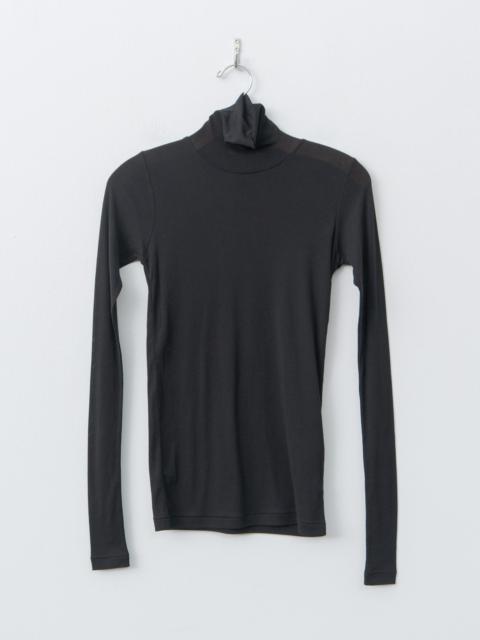 Super High Gauge Sheer Rib Turtle Neck L/S Tee - Black