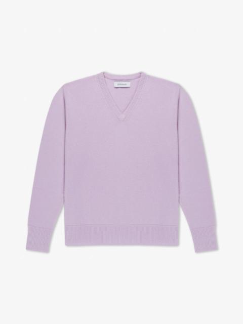 LAVENDER CASHMERE V-NECK BOYFRIEND SWEATER