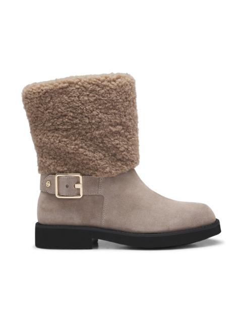 SUEDE BIKER BOOTS WITH DOUBLE B MONOGRAM TRIM