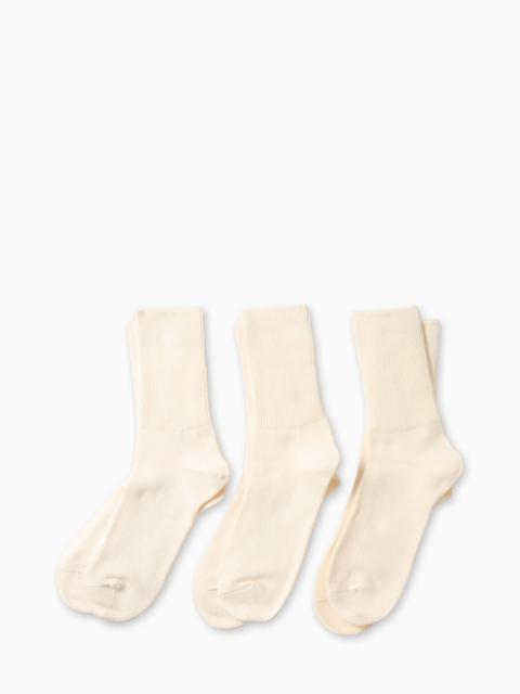 ROTOTO R1427 ORGANIC DAILY 3-PACK RIBBED CREW SOCKS IVORY