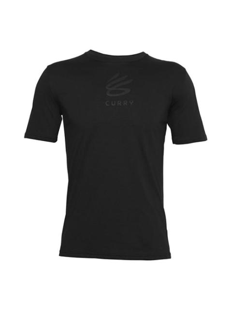 Men's Under Armour Curry Logo Printing Round Neck Loose Short Sleeve Black 1357001-001