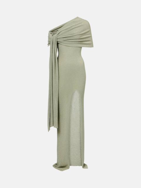 Draped one-shoulder maxi dress