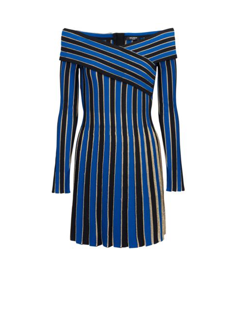 Metallic striped knit dress