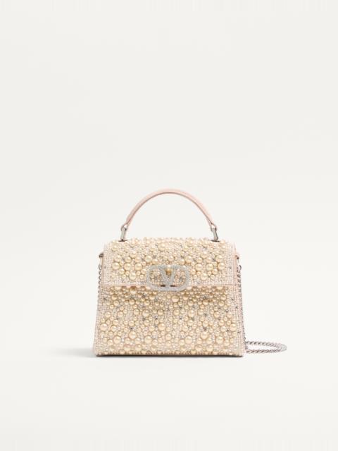 VALENTINO GARAVANI VSLING MINI HANDBAG WITH PEARLS, RHINESTONES AND JEWEL LOGO