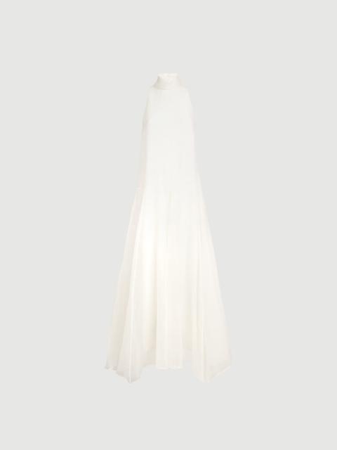 Crispy silk maxi dress with monili