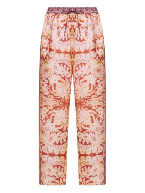 paisley-print drawstring-waist trousers