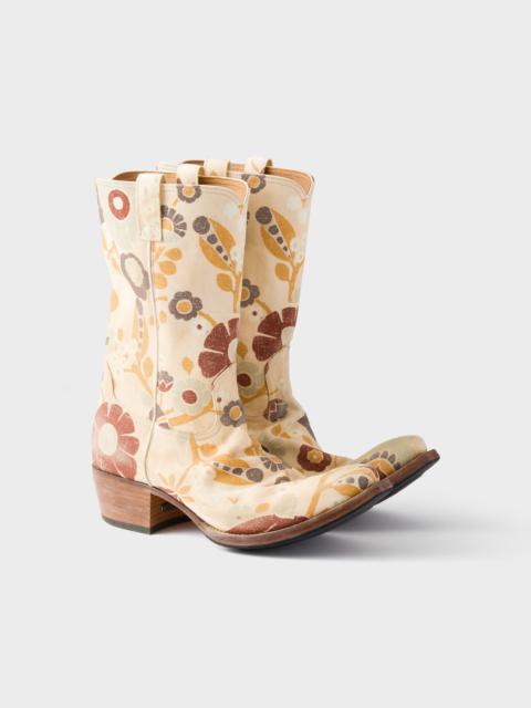 Printed fabric boots