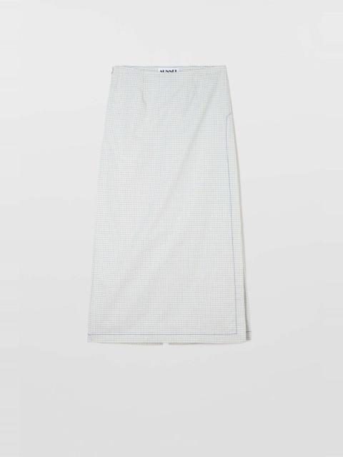 NEW LONG PANTA SKIRT / off white & blue check