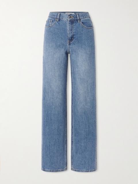 Crystal-embellished High-rise Straight-leg Jeans
