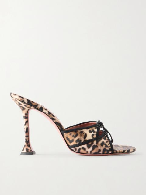 Eleonora Bow-detailed Leopard-print Satin Mules