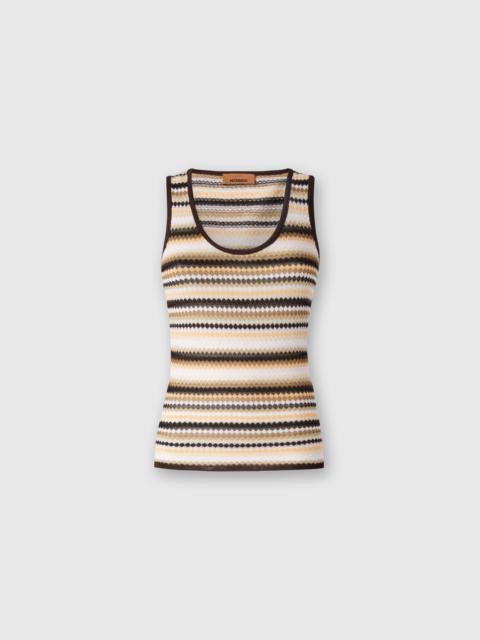 Striped cotton and viscose tank top