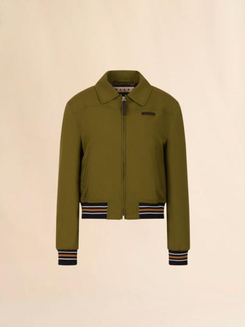 GREEN TROPICAL WOOL BOMBER JACKET