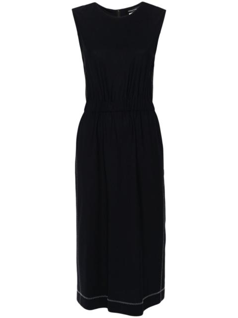 contrast-stitching midi dress