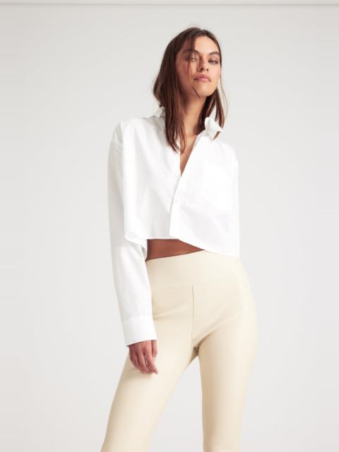 WHITE CROPPED BUTTON DOWN
