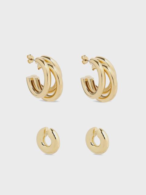 DUO OF HOOPS AND PUNK EAR CUFFS