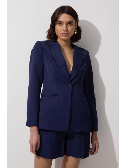Tailored Viscose Linen Single Breasted Blazer Jacket